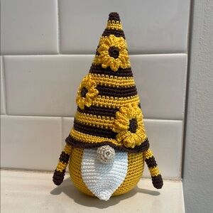Handcrafted Sunflower Gnome Amigurumi Crochet Home Decor Flower Summer Sun